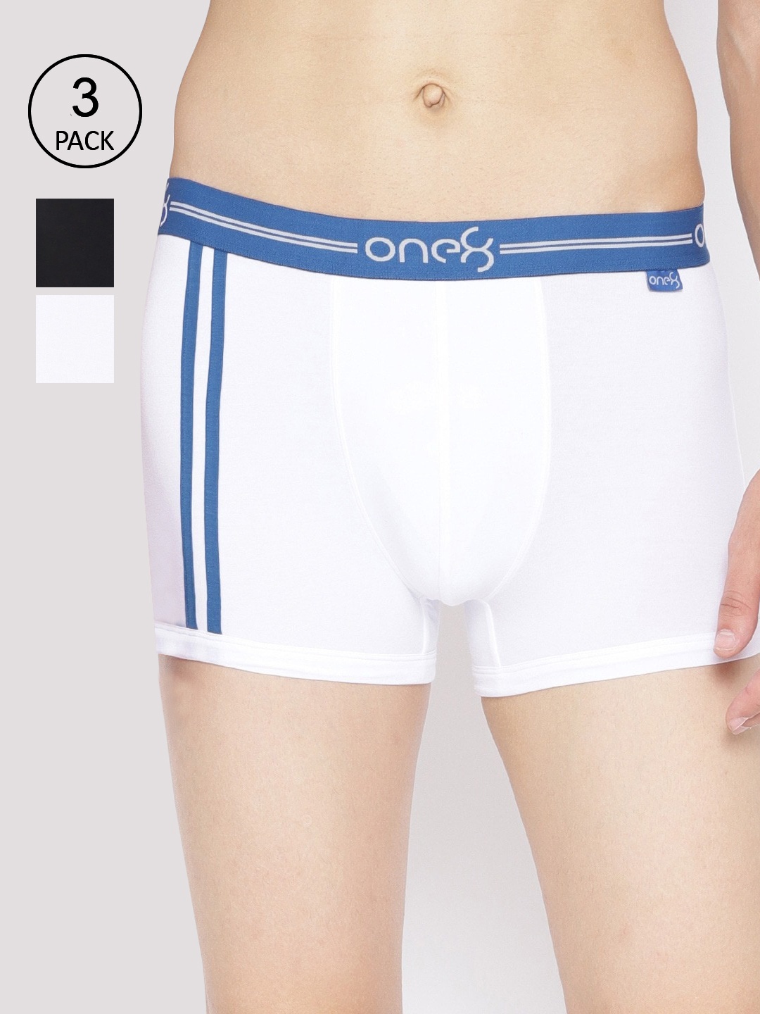 

one8 by Virat Kohli Men Pack Of 3 Solid Cotton Trunks 206-PO3, White