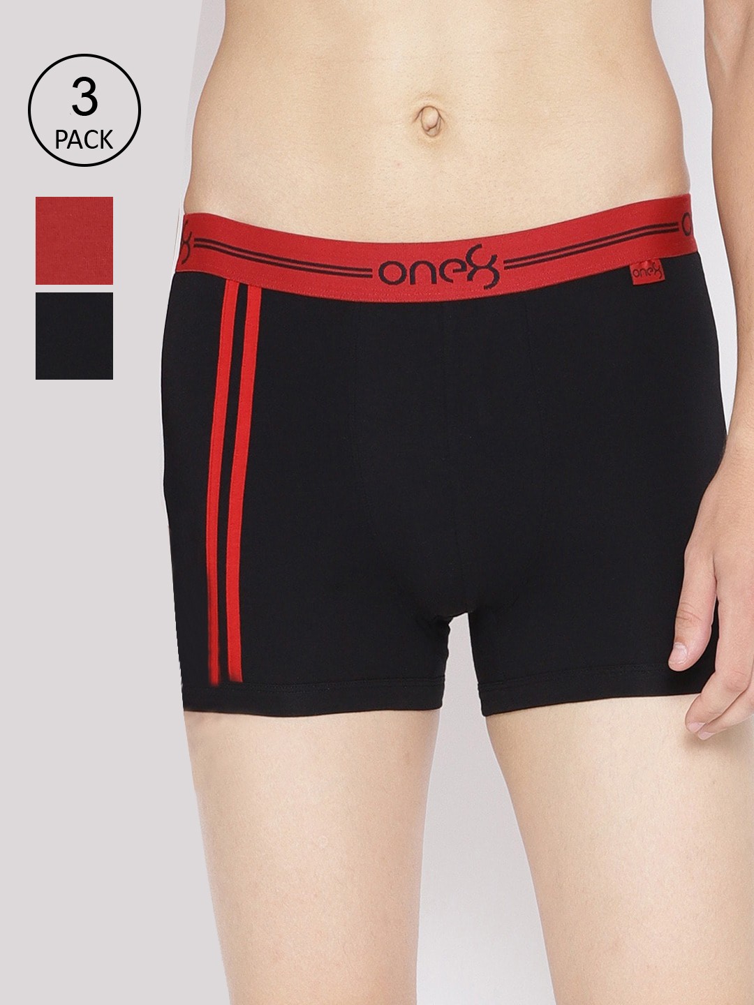 

one8 by Virat Kohli Men Pack Of 3 Solid Cotton Trunks 206-PO3, Black