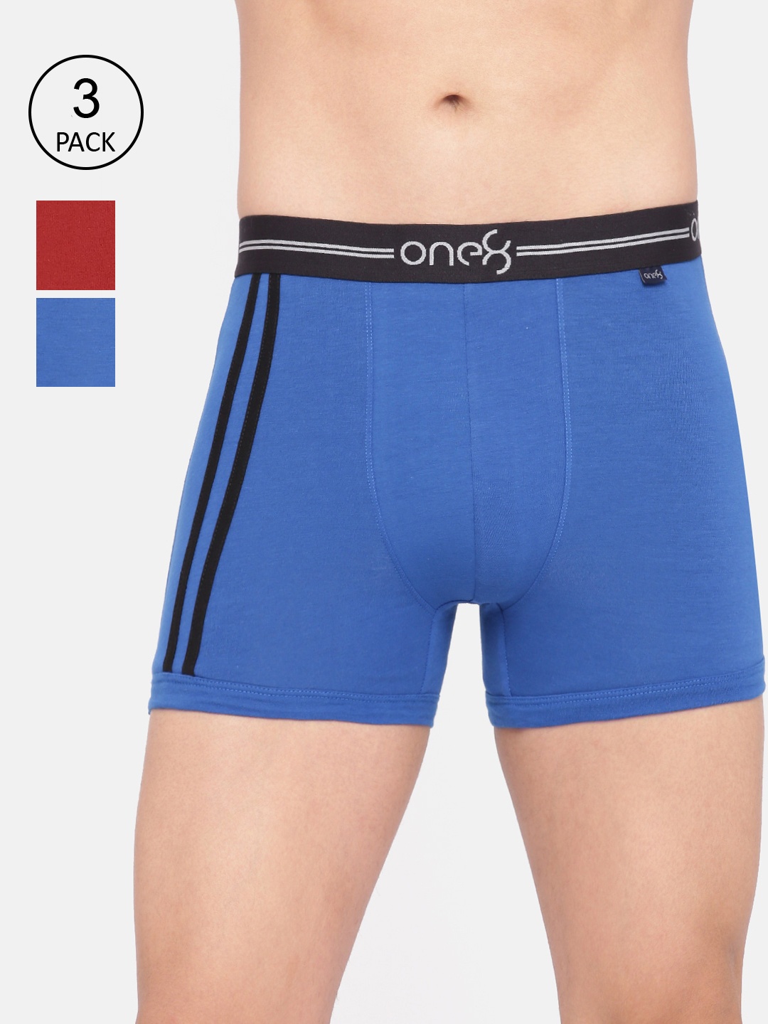 

one8 by Virat Kohli Men Pack Of 3 Solid Cotton Trunks 206-PO3, Blue