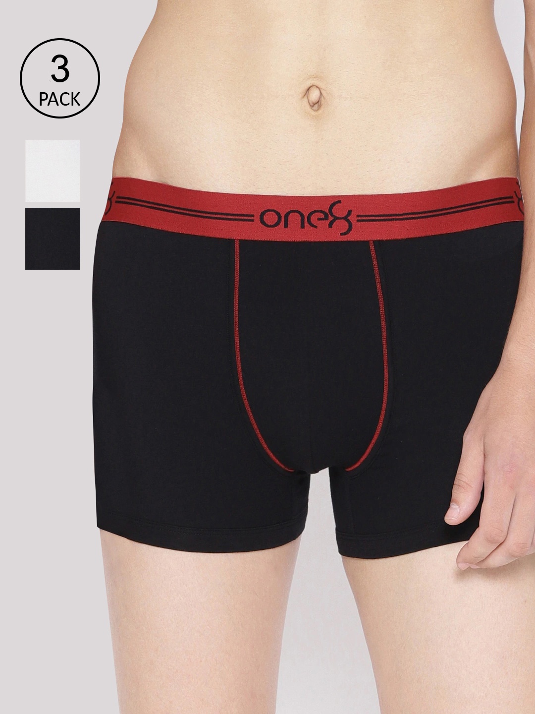 

one8 by Virat Kohli Men Pack Of 3 Solid Cotton Trunks 206-PO3, Black