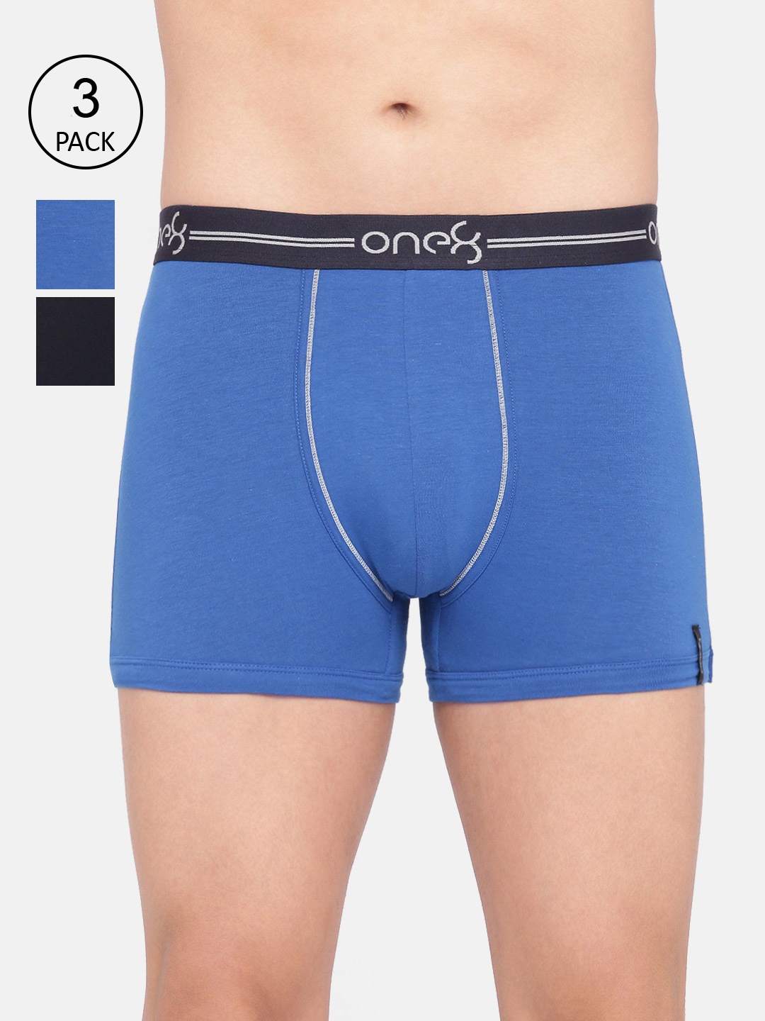 

one8 by Virat Kohli Men Pack Of 3 Solid Cotton Trunks 206-PO3, Blue