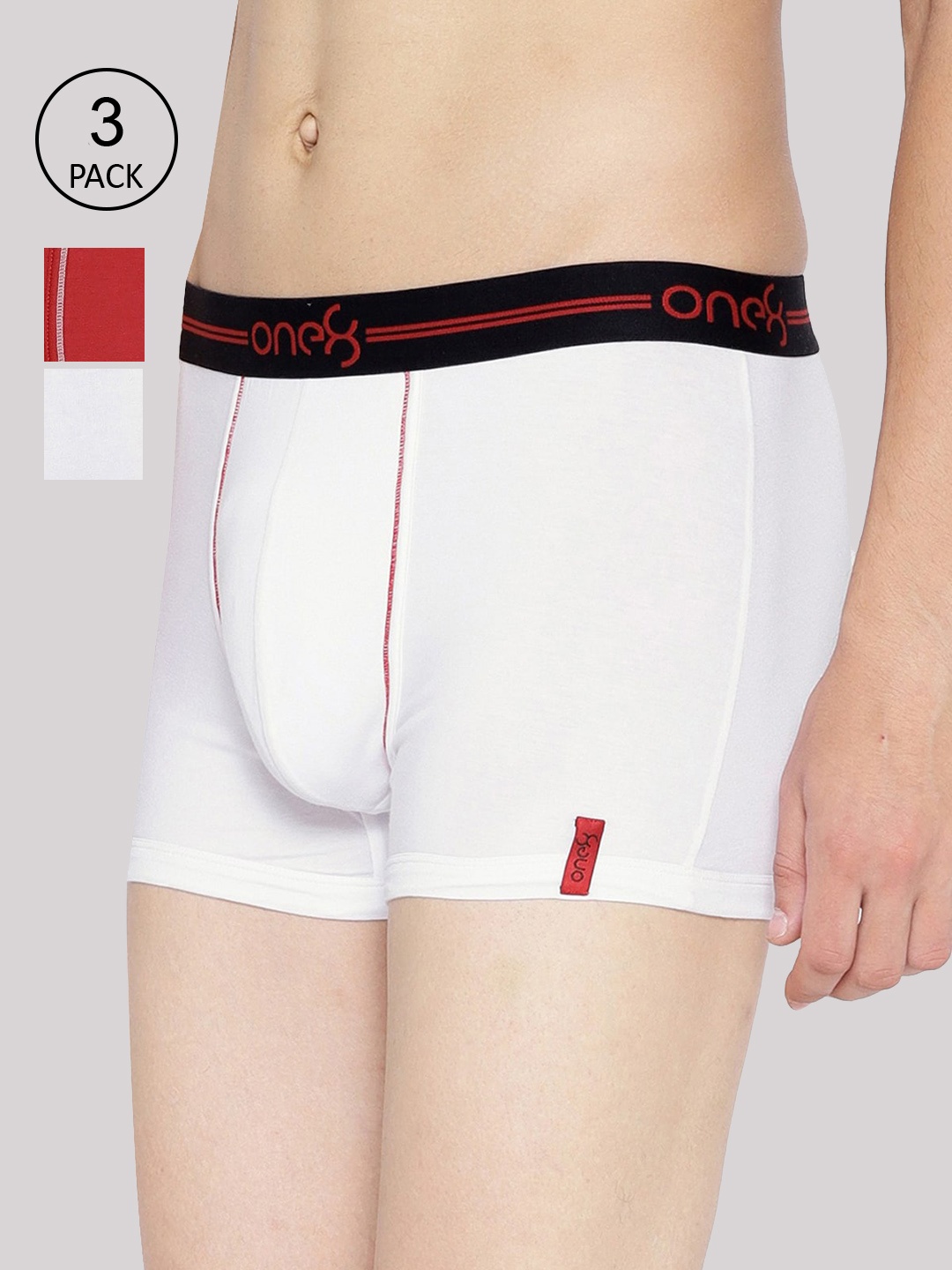 

one8 by Virat Kohli Men Pack Of 3 Solid Cotton Trunks 206-PO3, Red