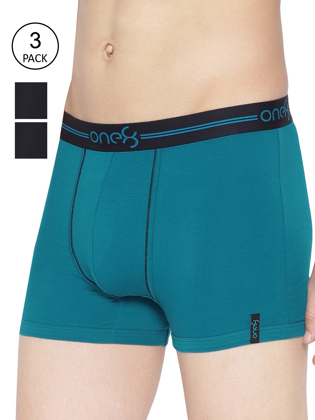 

one8 by Virat Kohli Men Pack Of 3 Solid Cotton Trunks 206-PO3, Navy blue