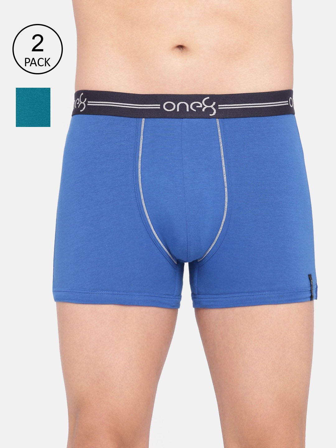 

one8 by Virat Kohli Men Pack Of 2 Solid Cotton Trunks 207-PO3, Sea green