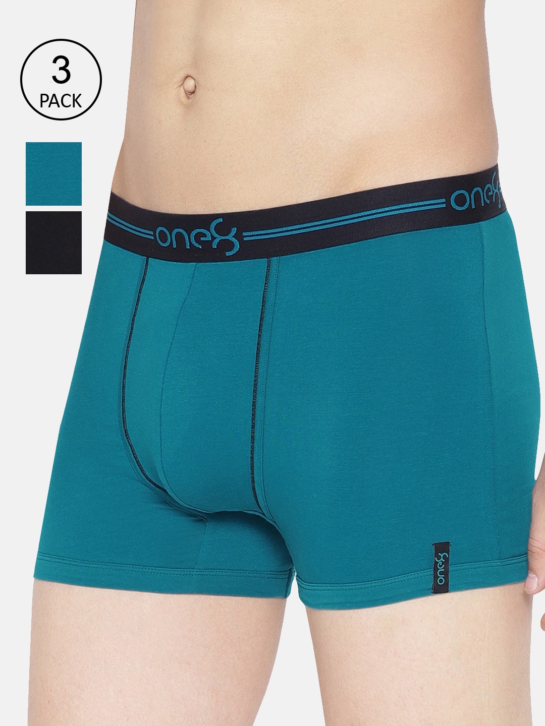 

one8 by Virat Kohli Men Pack Of 3 Solid Cotton Trunks 206-PO3, Sea green