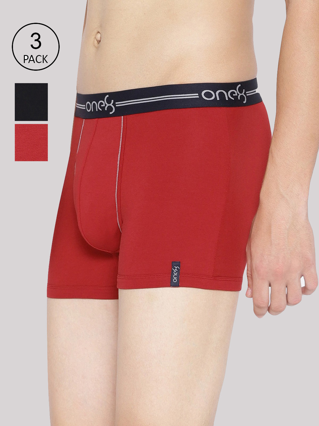 

one8 by Virat Kohli Men Pack Of 3 Solid Trunk 207-PO3, Red