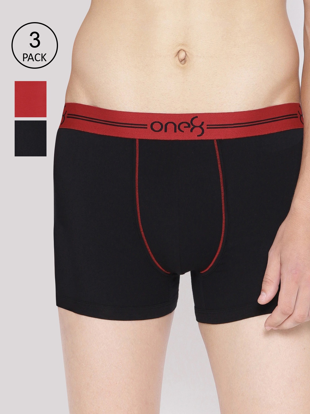 

one8 by Virat Kohli Men Pack Of 3 Solid Trunk 207-PO3, Red