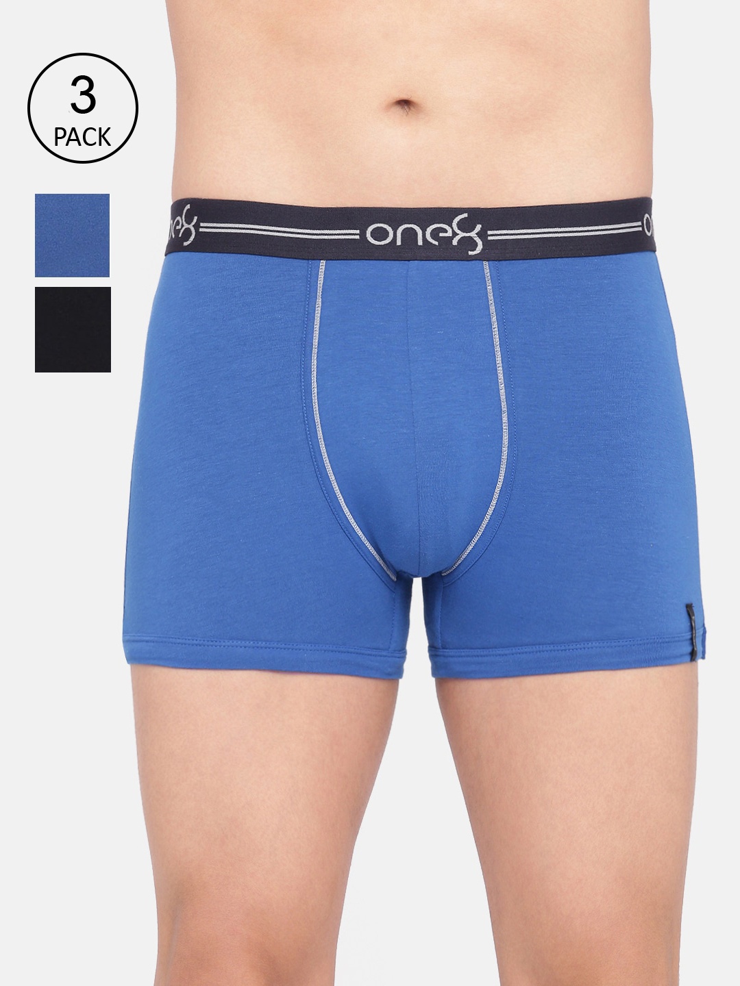 

one8 by Virat Kohli Men Pack Of 3 Solid Cotton Trunks 206-PO3, Blue