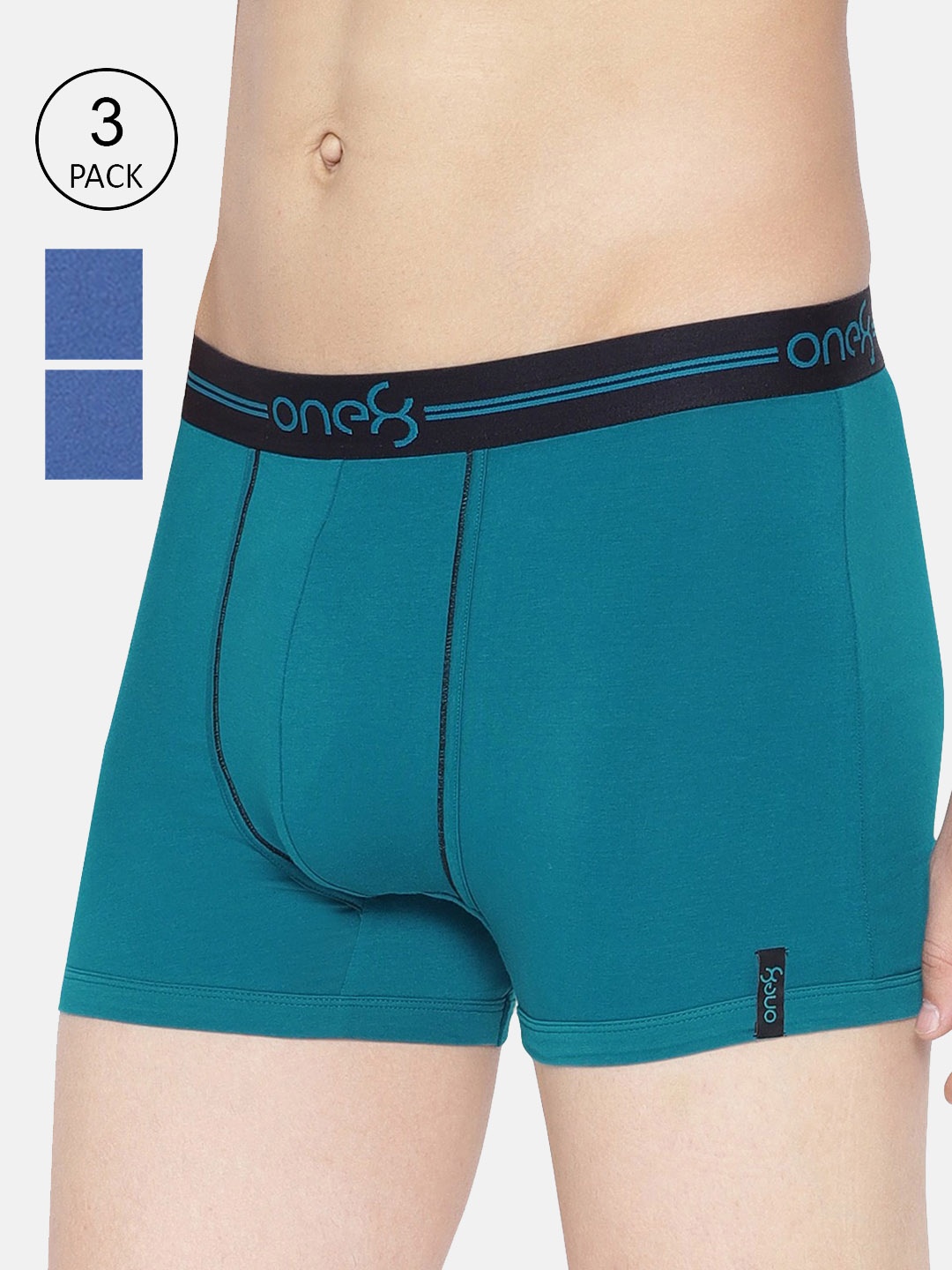 

one8 by Virat Kohli Men Pack Of 3 Solid Cotton Trunks 206-PO3, Blue