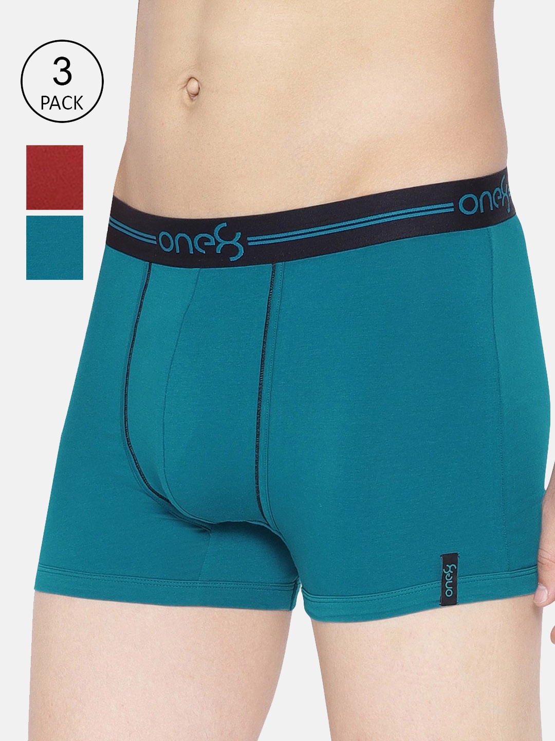 

one8 by Virat Kohli Men Pack Of 3 Solid Cotton Trunks, Sea green
