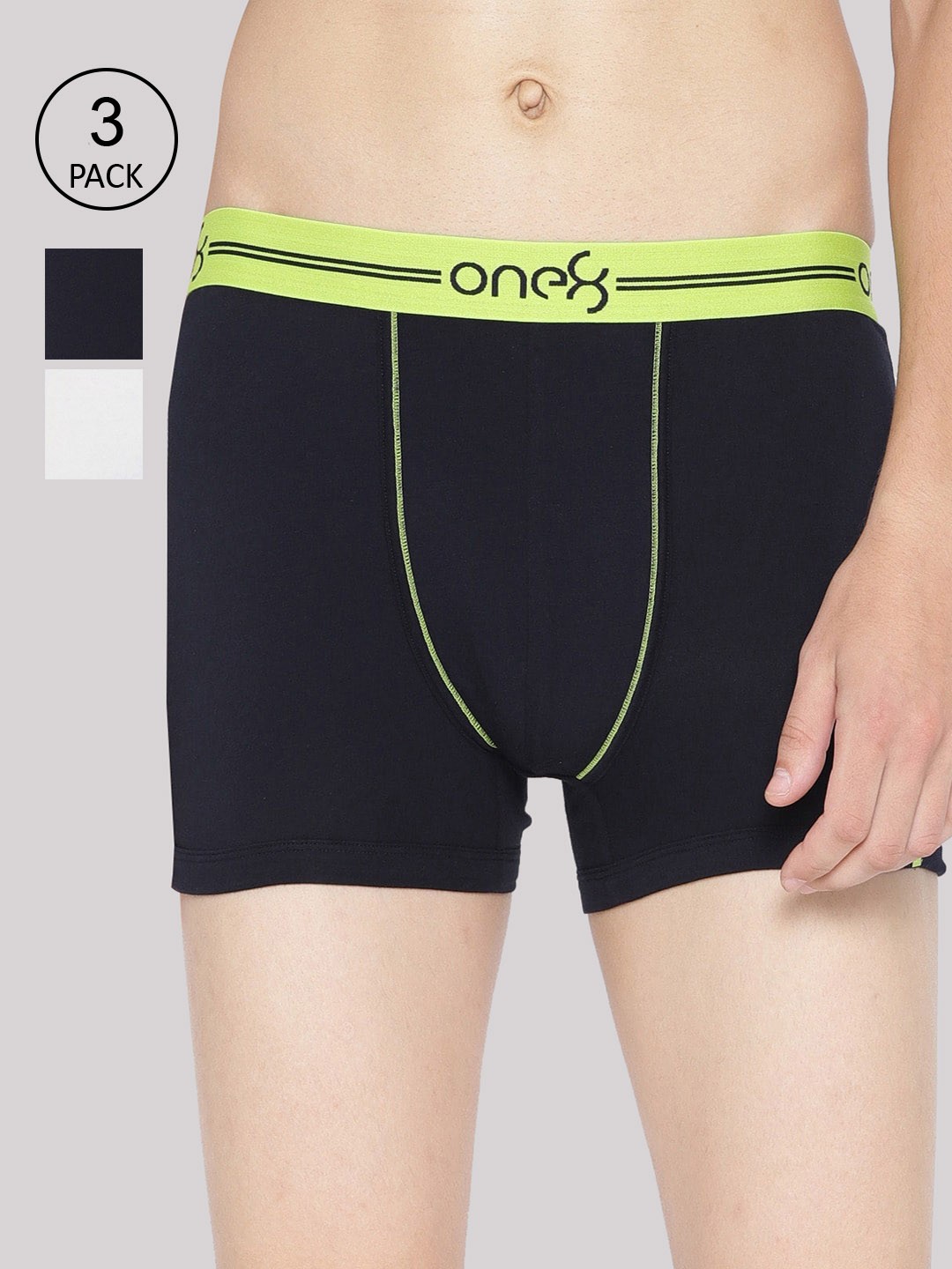 

one8 by Virat Kohli Men Pack Of 3 Solid Cotton Trunks 207-PO3, Navy blue
