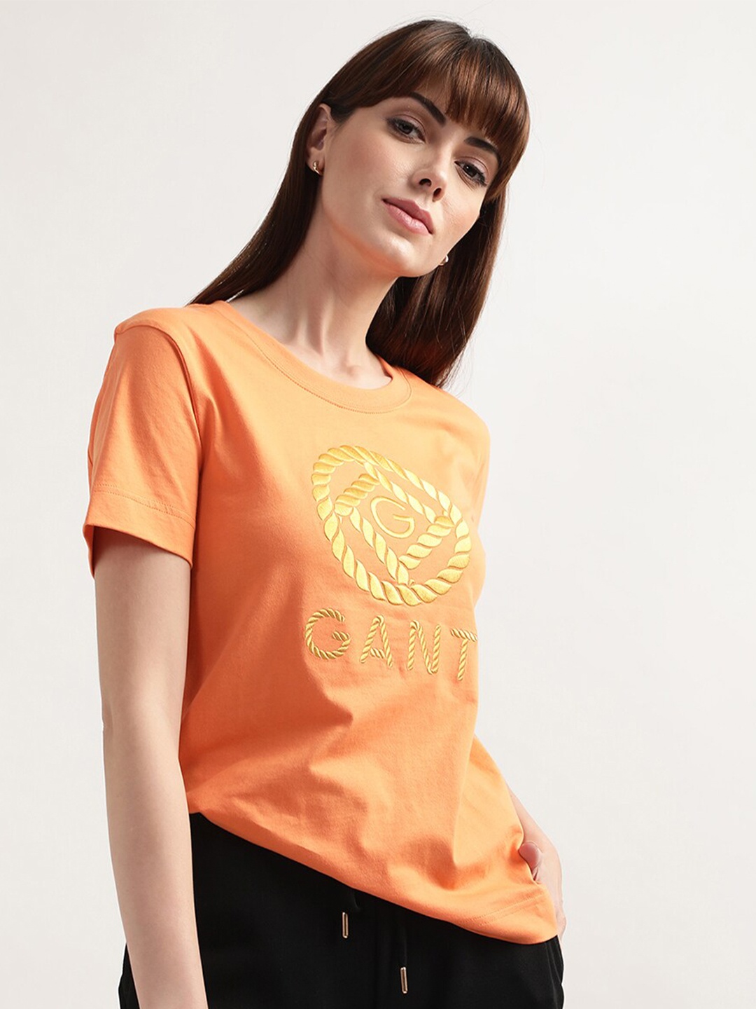 

GANT Women Orange Typography Printed T-shirt