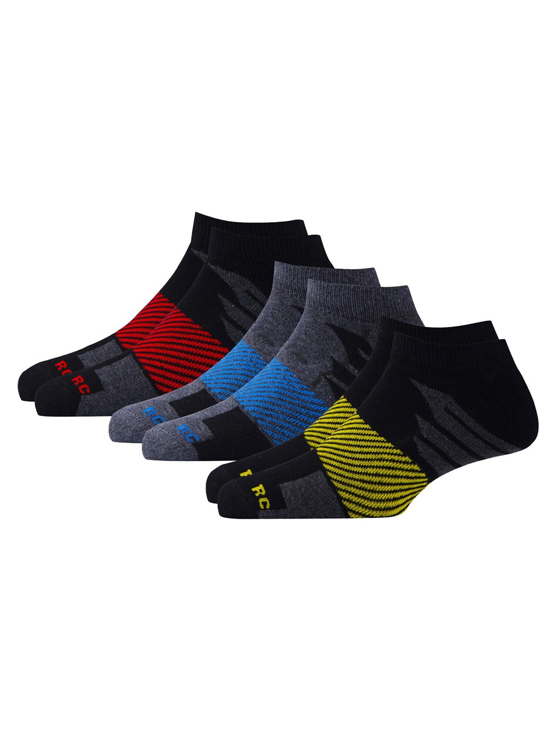 

RC. ROYAL CLASS Men Pack Of 3 Patterned Ankle-Length Socks, Black
