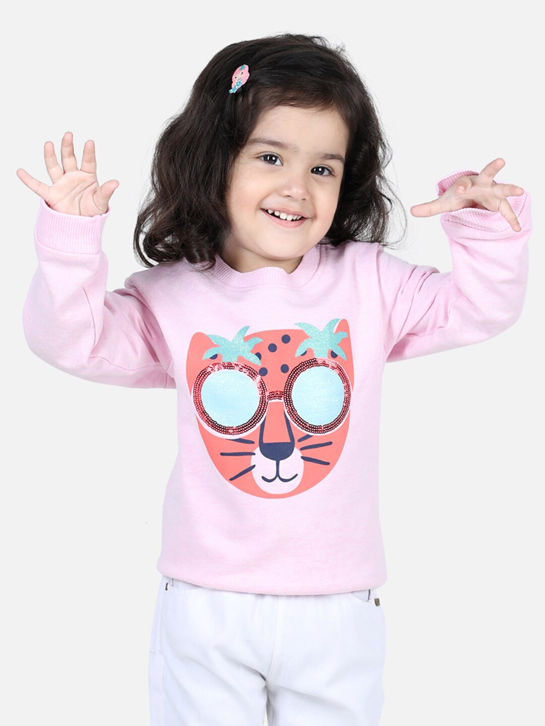 

BownBee Girls Pink Embellished Sweatshirt