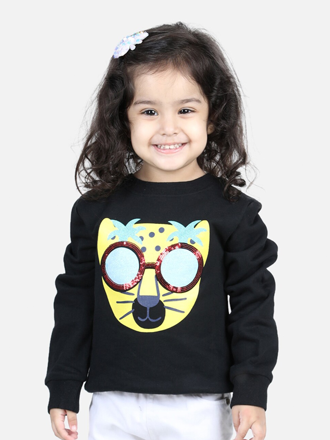 

BownBee Girls Black Embellished Sweatshirt