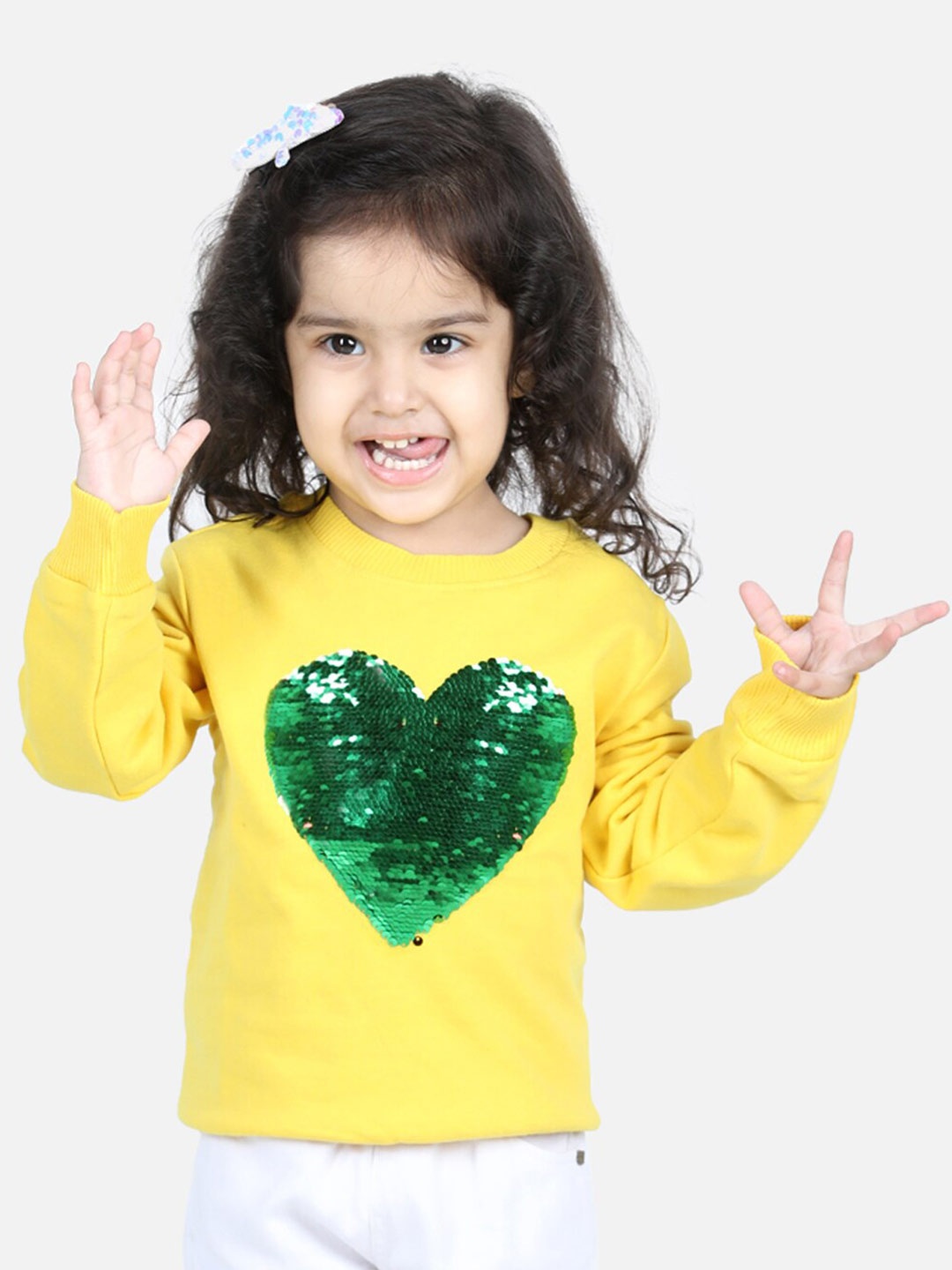 

BownBee Girls Yellow Embellished Sweatshirt