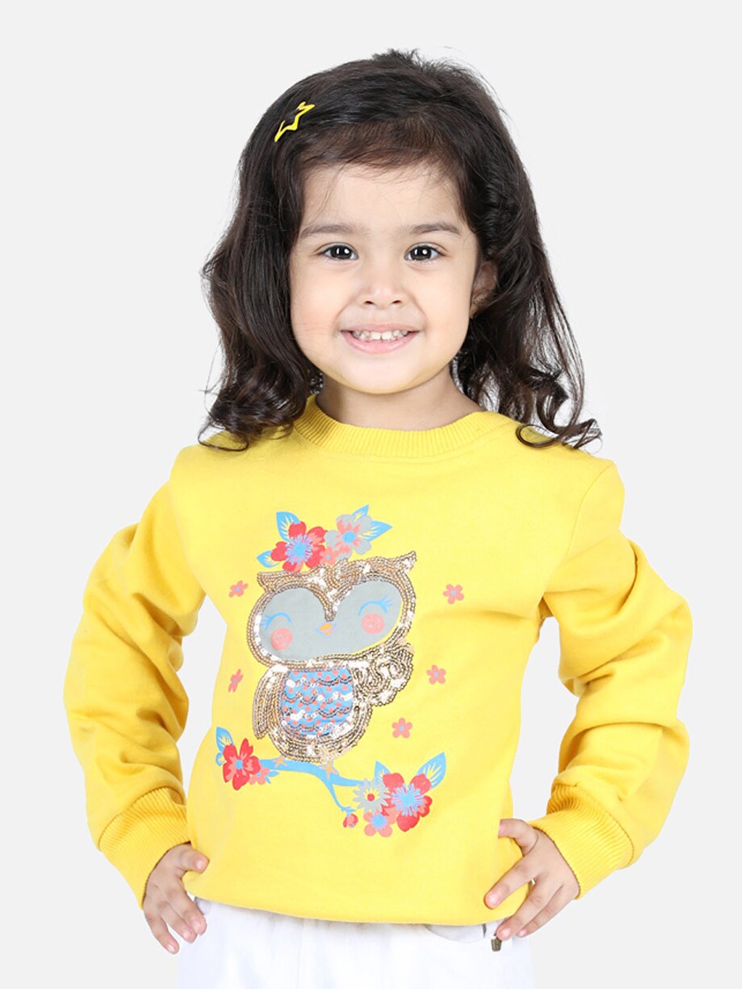 

BownBee Girls Yellow Embellished Sweatshirt