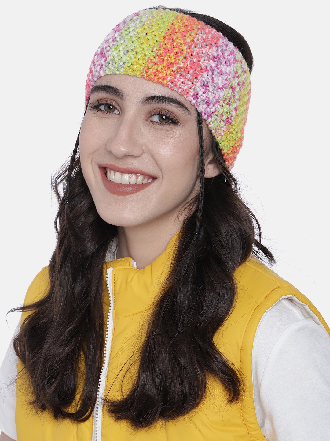

Magic Needles Women Multi-Coloured Knitted Chill Wrap Headband