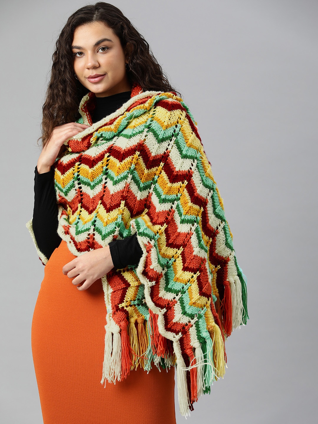 

Magic Needles Chevron Woven Shawl, Red