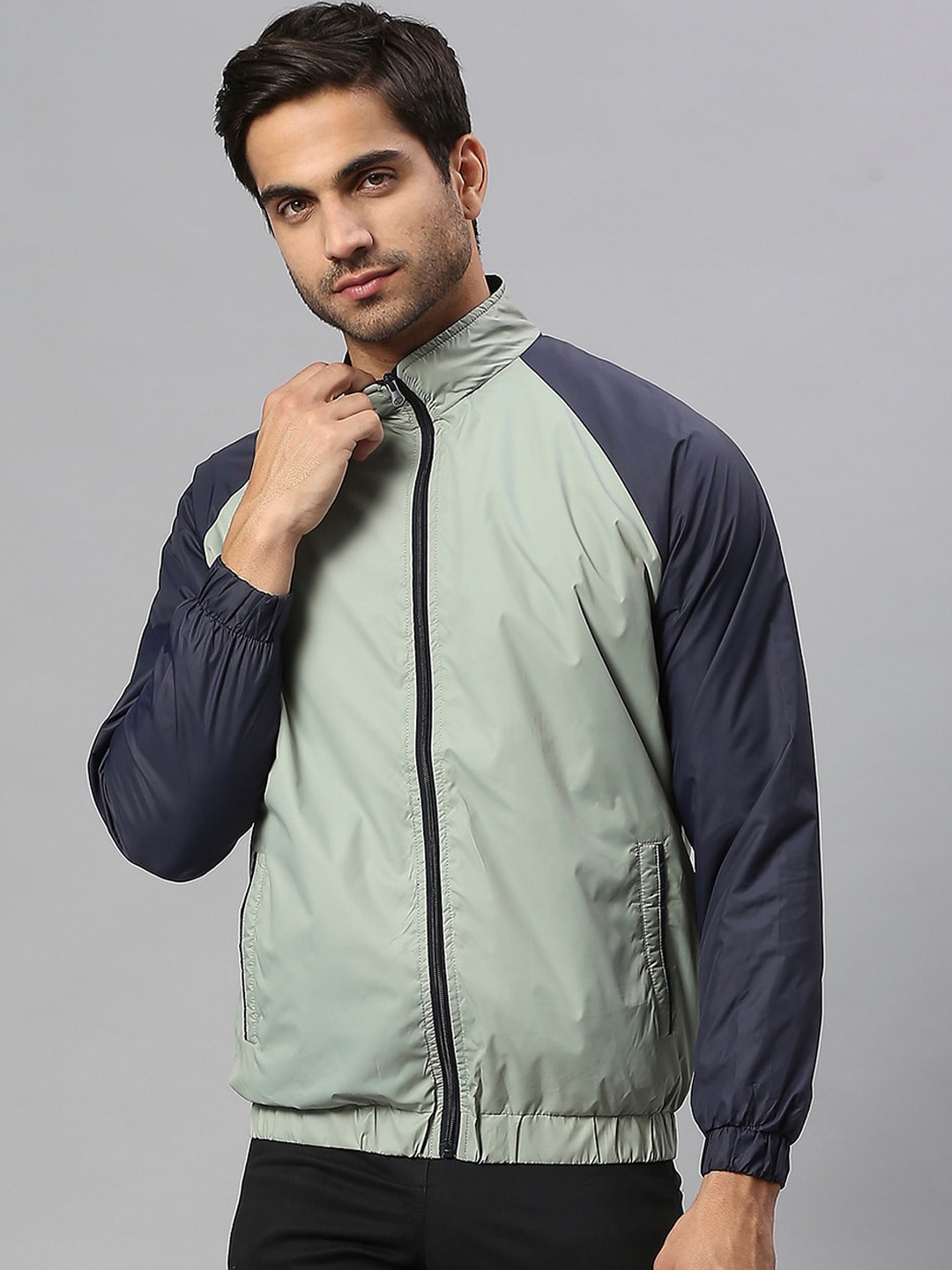 

Dennis Lingo Men Colourblocked Tailored Jacket, Green