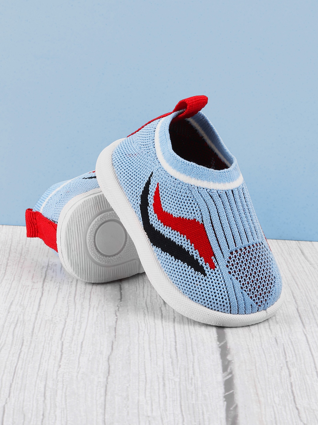 

Jazzy Juniors Kids Blue & Red Woven Design Slip-On Sneakers