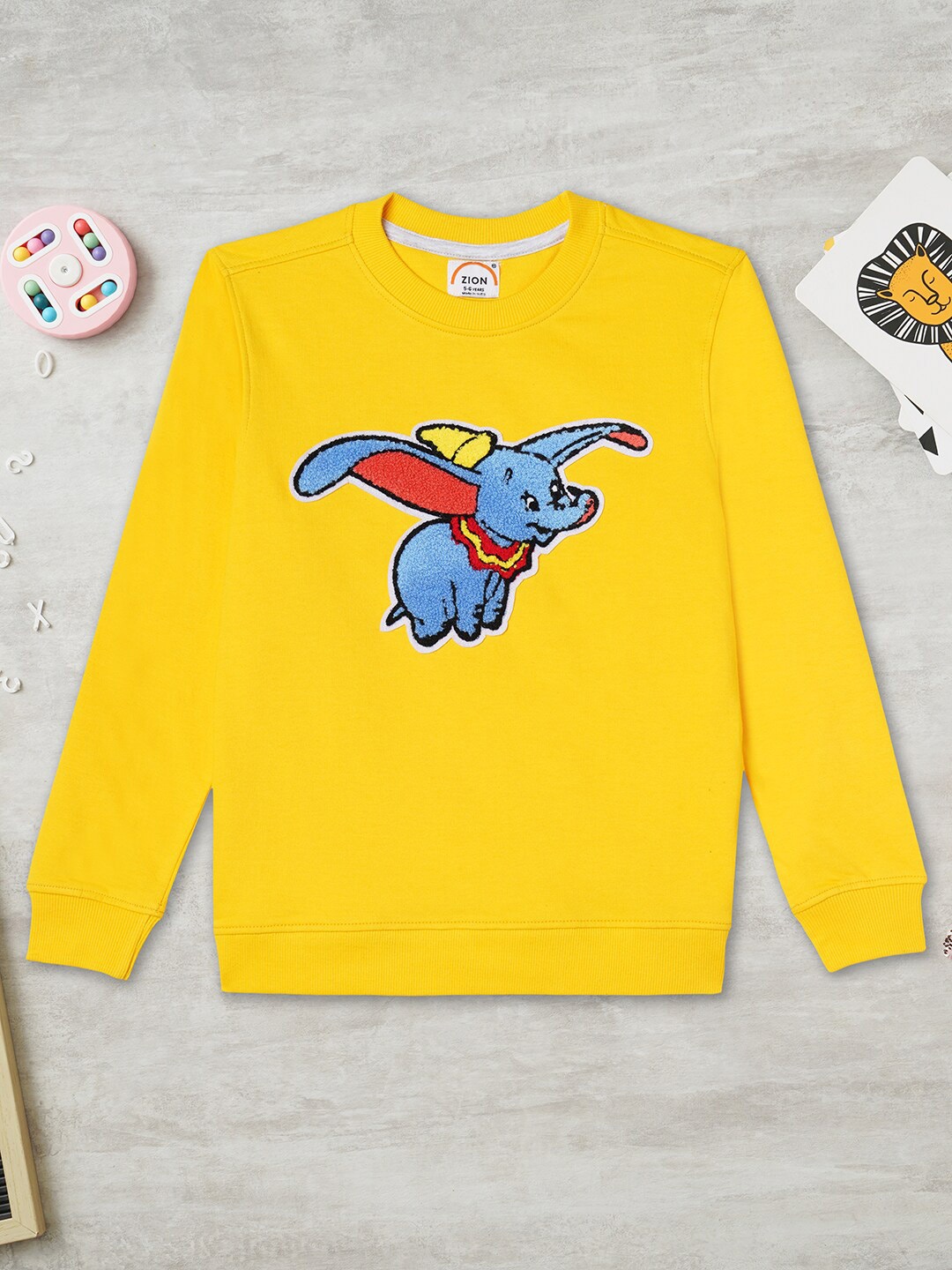 

ZION Boys Yellow Printed Pure Cotton Round Neck Sweatshirt