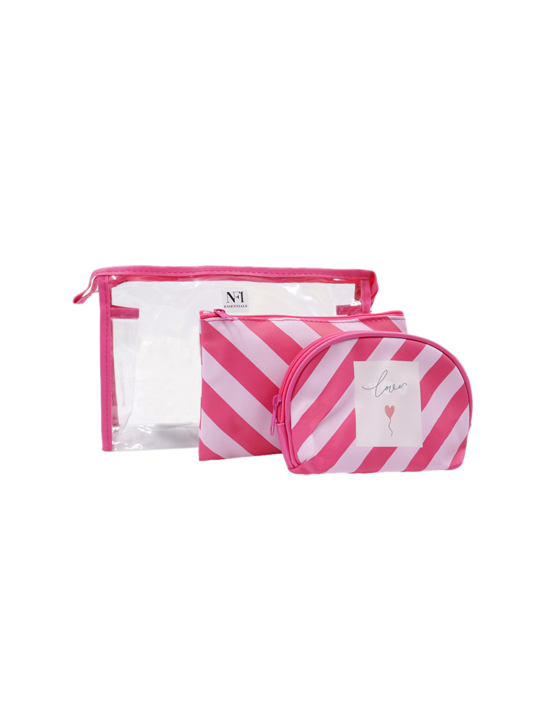 

NFI essentials Women Set Of 3 Printed Travel Pouch, Pink