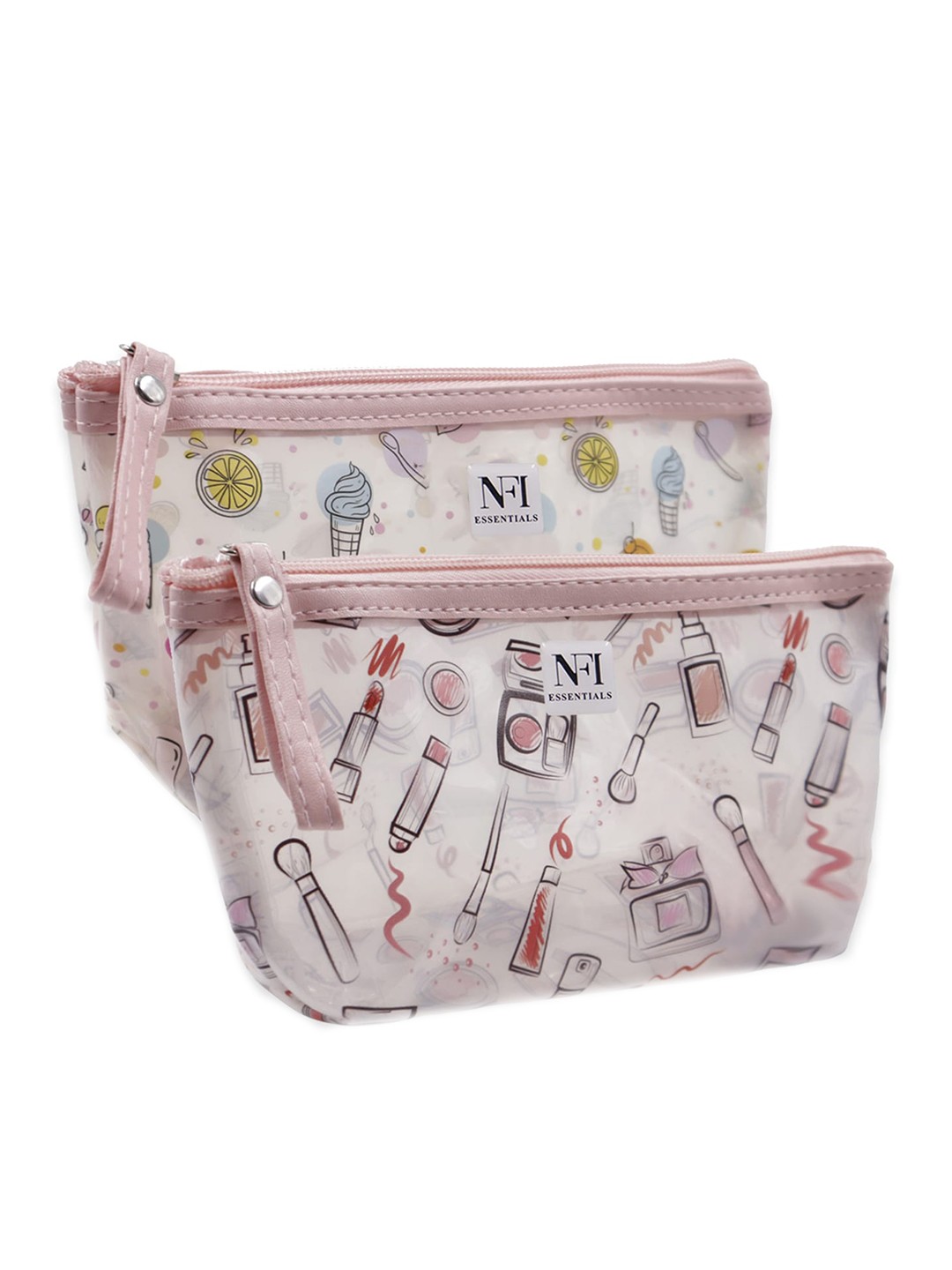

NFI essentials Women Set Of 2 Printed Travel Pouch, Transparent