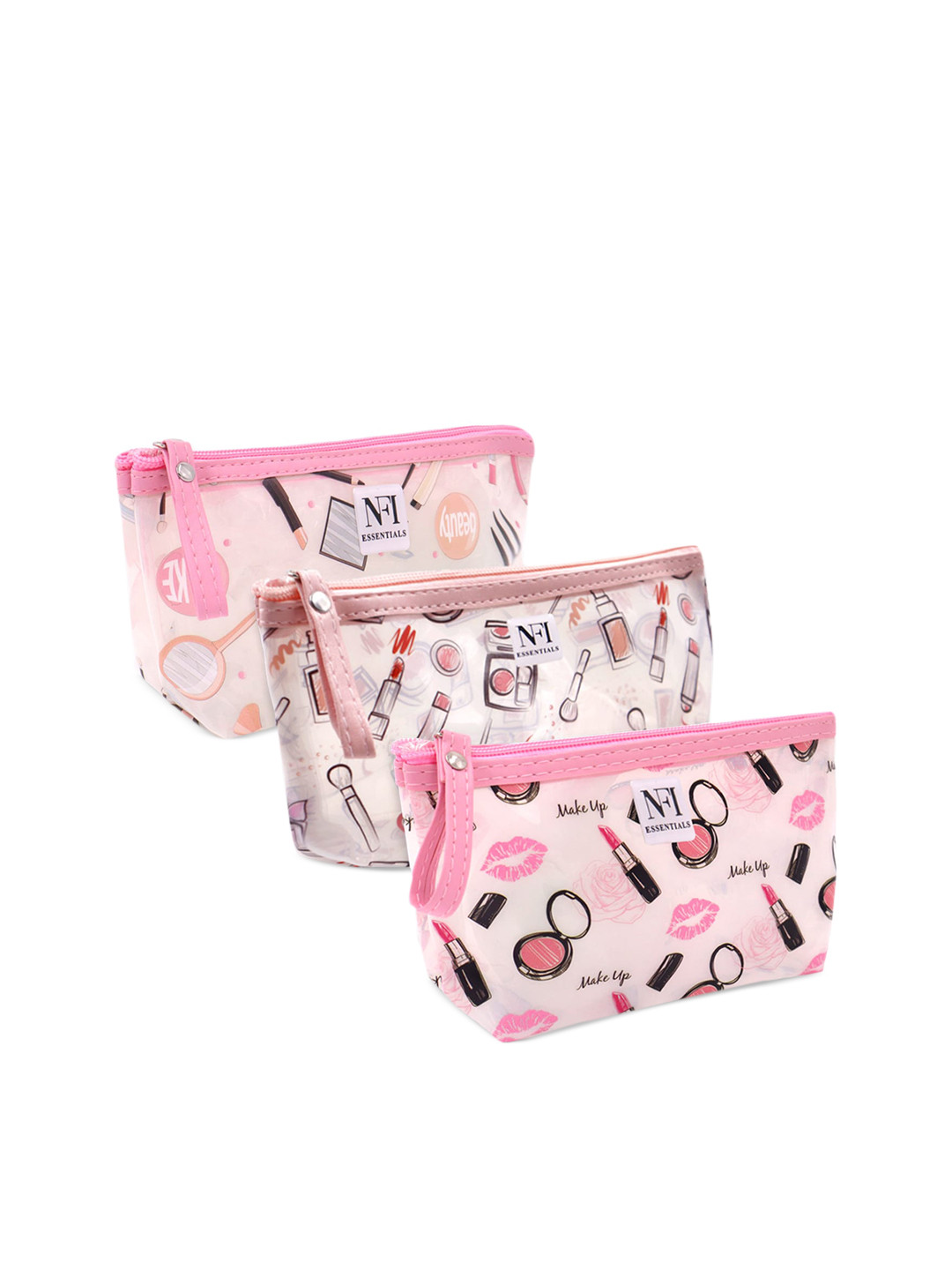 

NFI essentials Women Set Of 3 Printed Travel Pouch, Transparent
