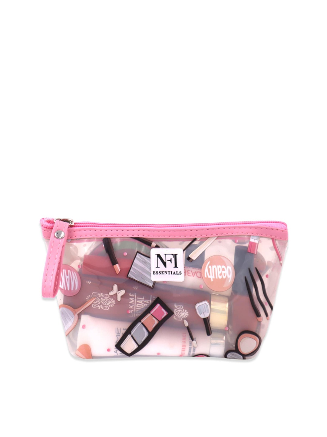 

NFI essentials Women Transparent & Pink Printed Travel Pouch