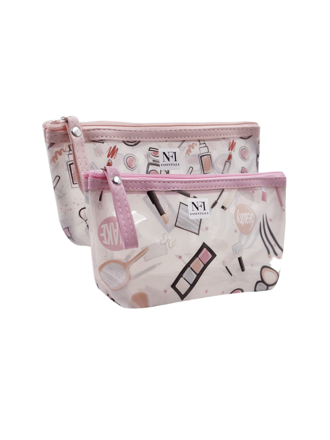 

NFI essentials Women Set Of 2 Printed Travel Pouch, Transparent