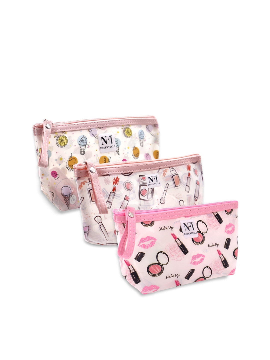 

NFI essentials Women Set Of 3 Printed Travel Pouch, Transparent