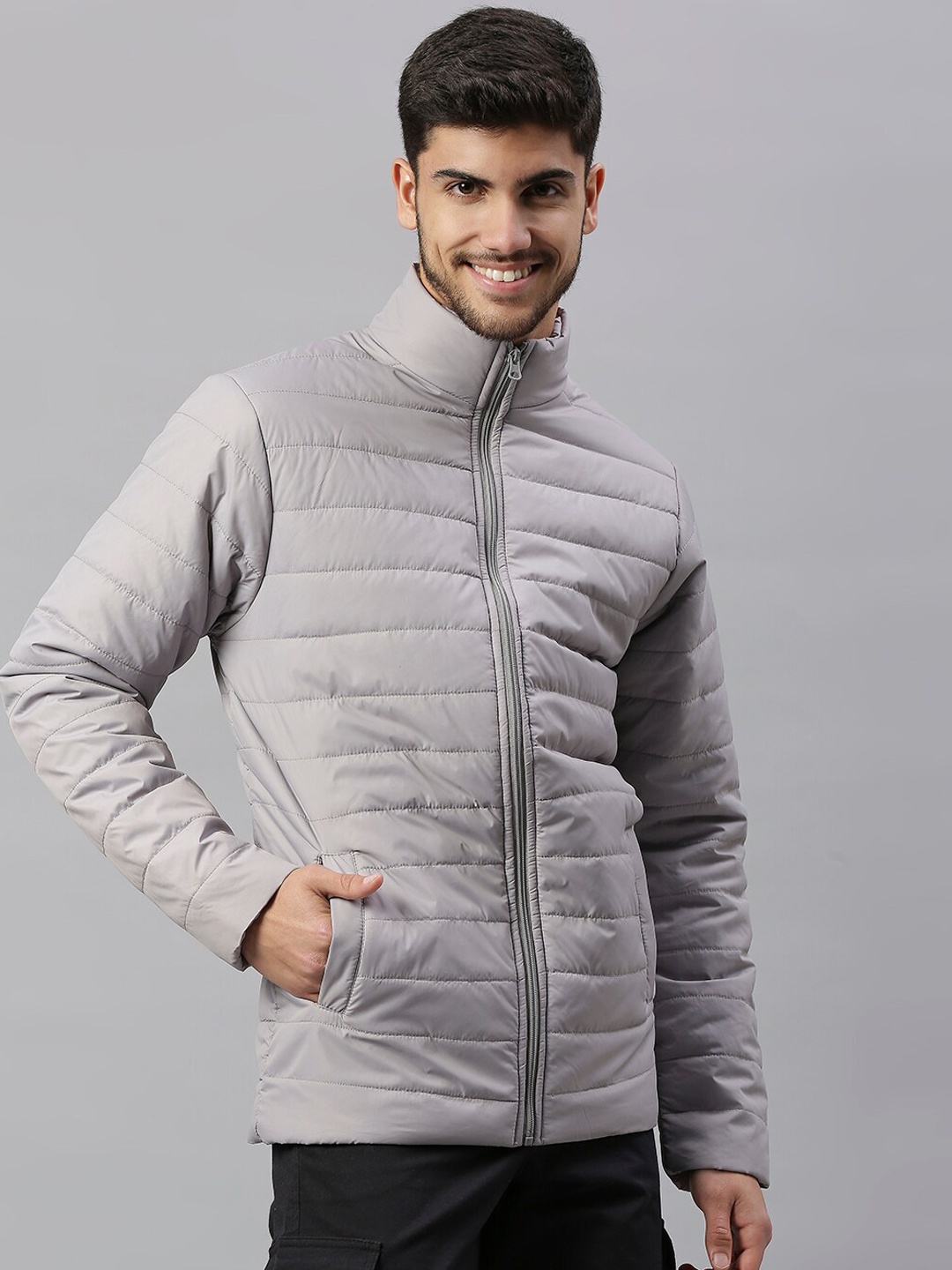 

Dennis Lingo Men Grey Solid Padded Jacket
