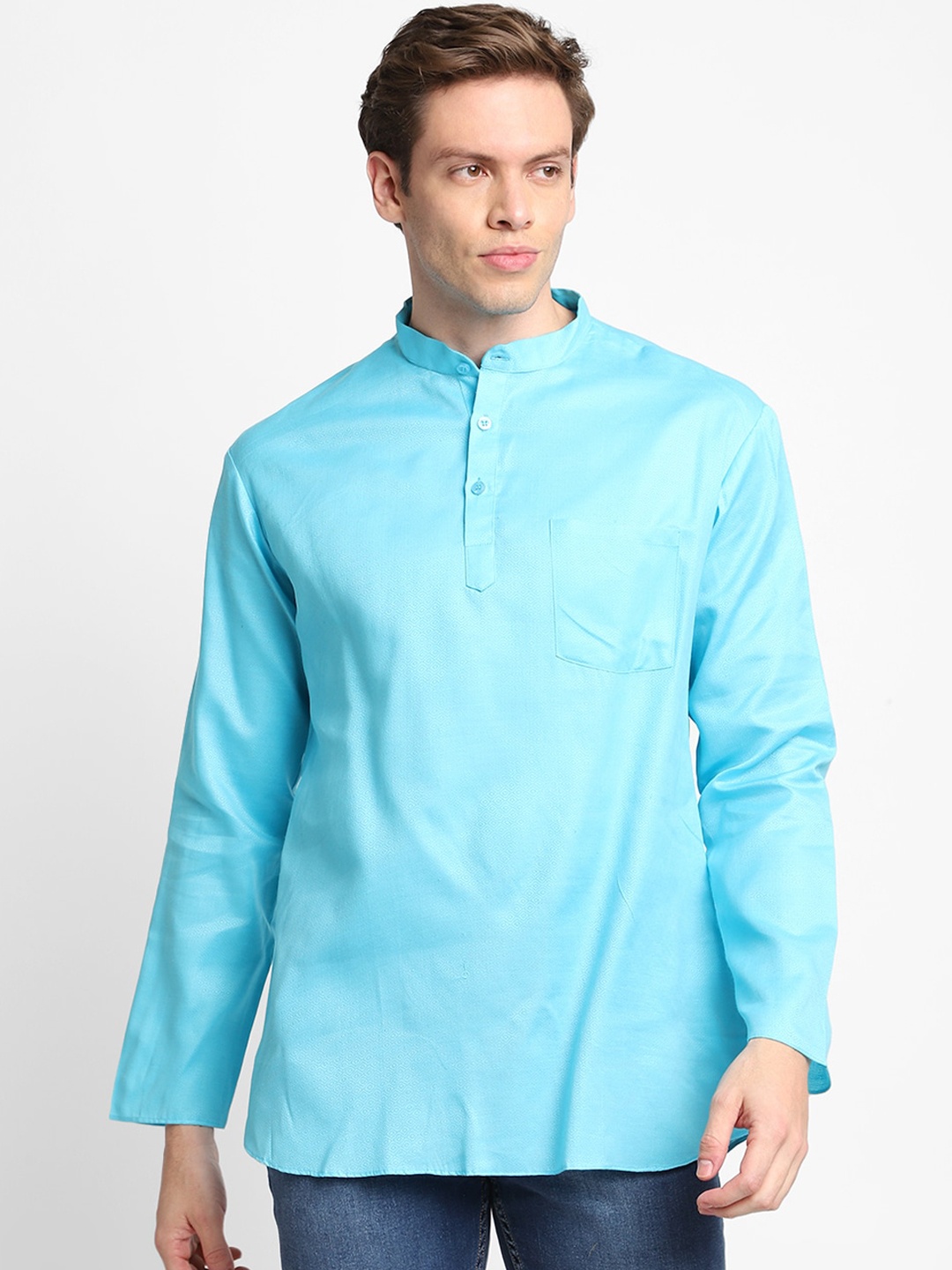 

DEVOILER Men Blue Solid Kurta