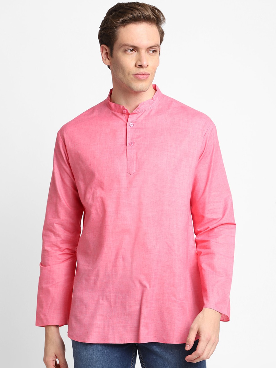 

DEVOILER Men Pink Solid Kurta