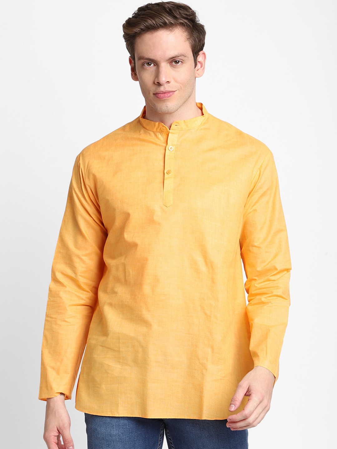 

DEVOILER Men Orange Solid Kurta