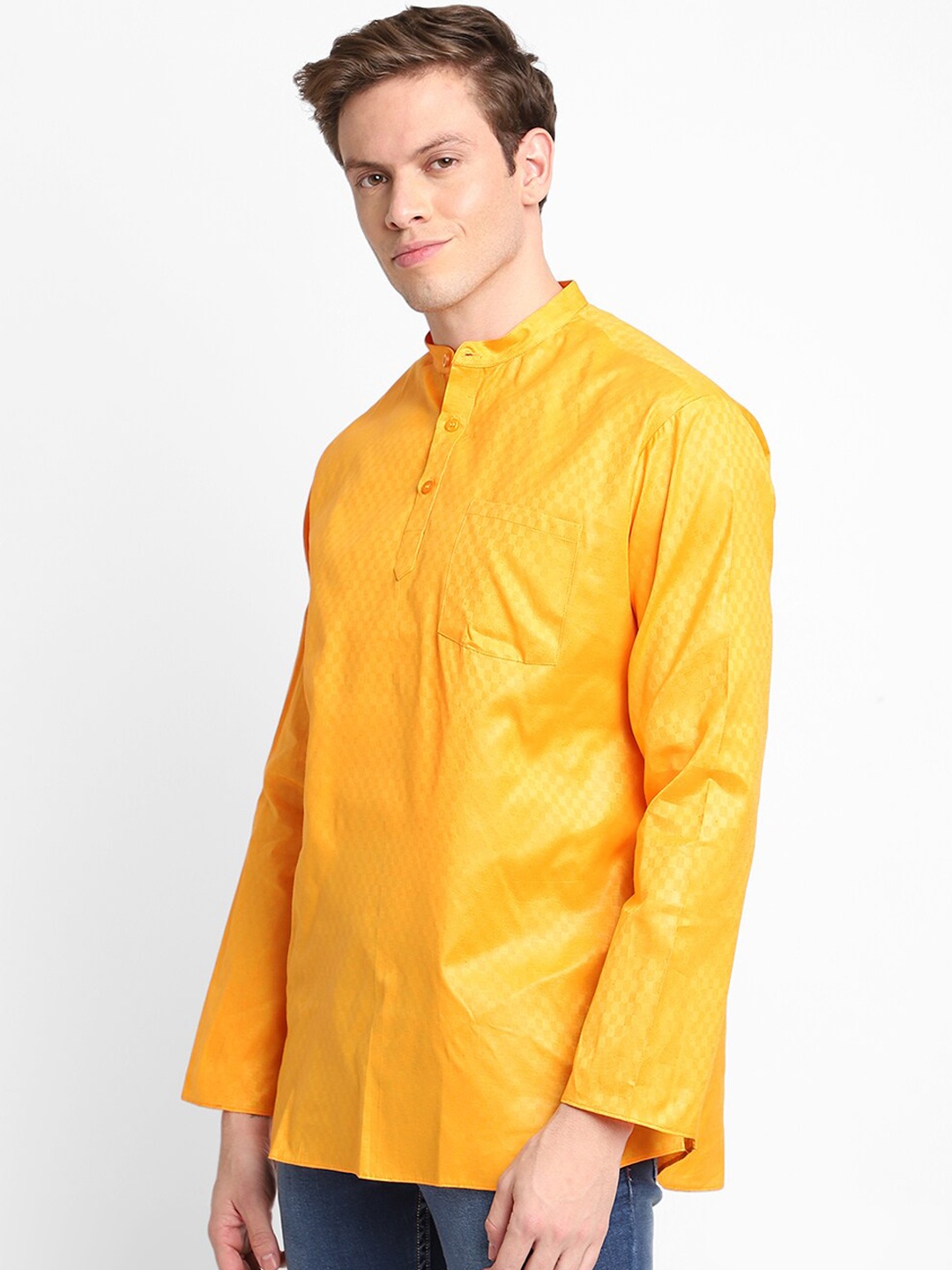 DEVOILER Men Orange Solid Kurta