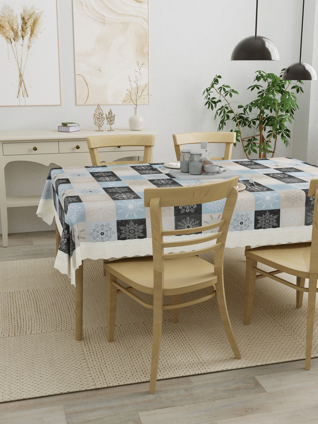 

Clasiko Grey & Blue Printed 4 Seater Table Cover