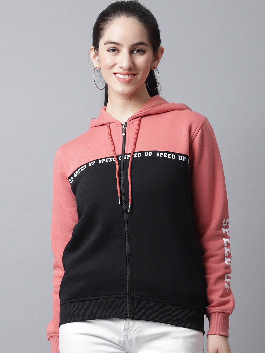 

ANTI CULTURE Women Black Colourblocked Hooded Sweatshirt