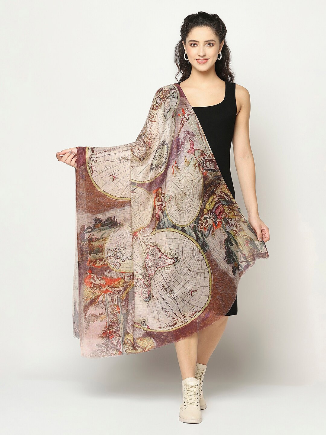 

La Vastraa Women Brown & Purple Printed Stole
