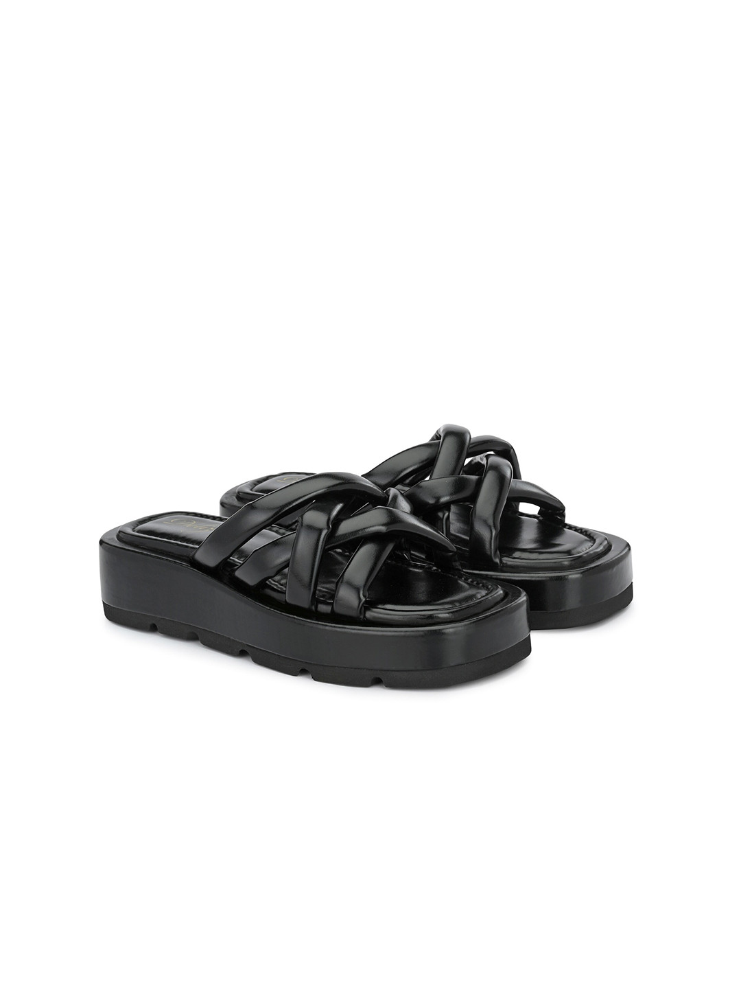 

Delize Women Black Comfort Sandals