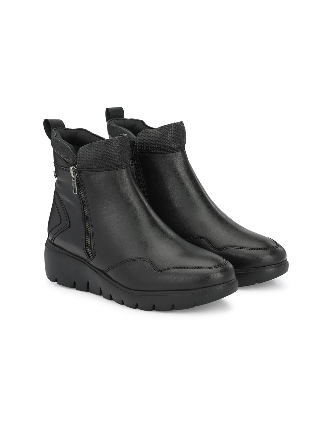 

Delize Women Black Solid Vegan Leather Boots