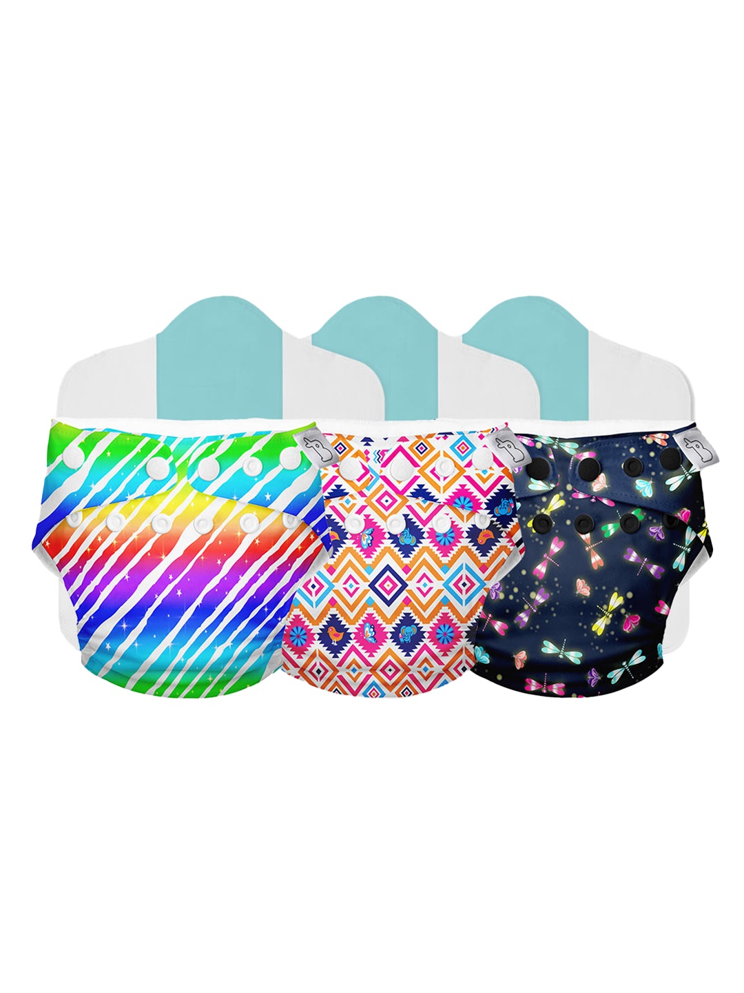 

SuperBottoms Infant Set Of 3 Cloth Diapers, Multi