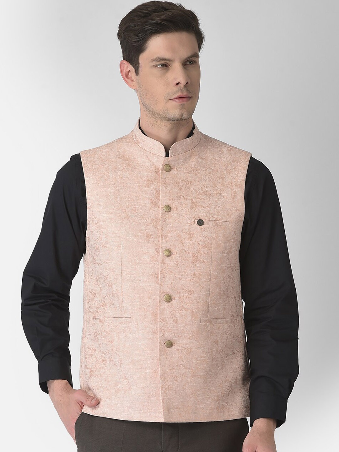 

Turtle Men Pink Woven Design Nehru Jackets