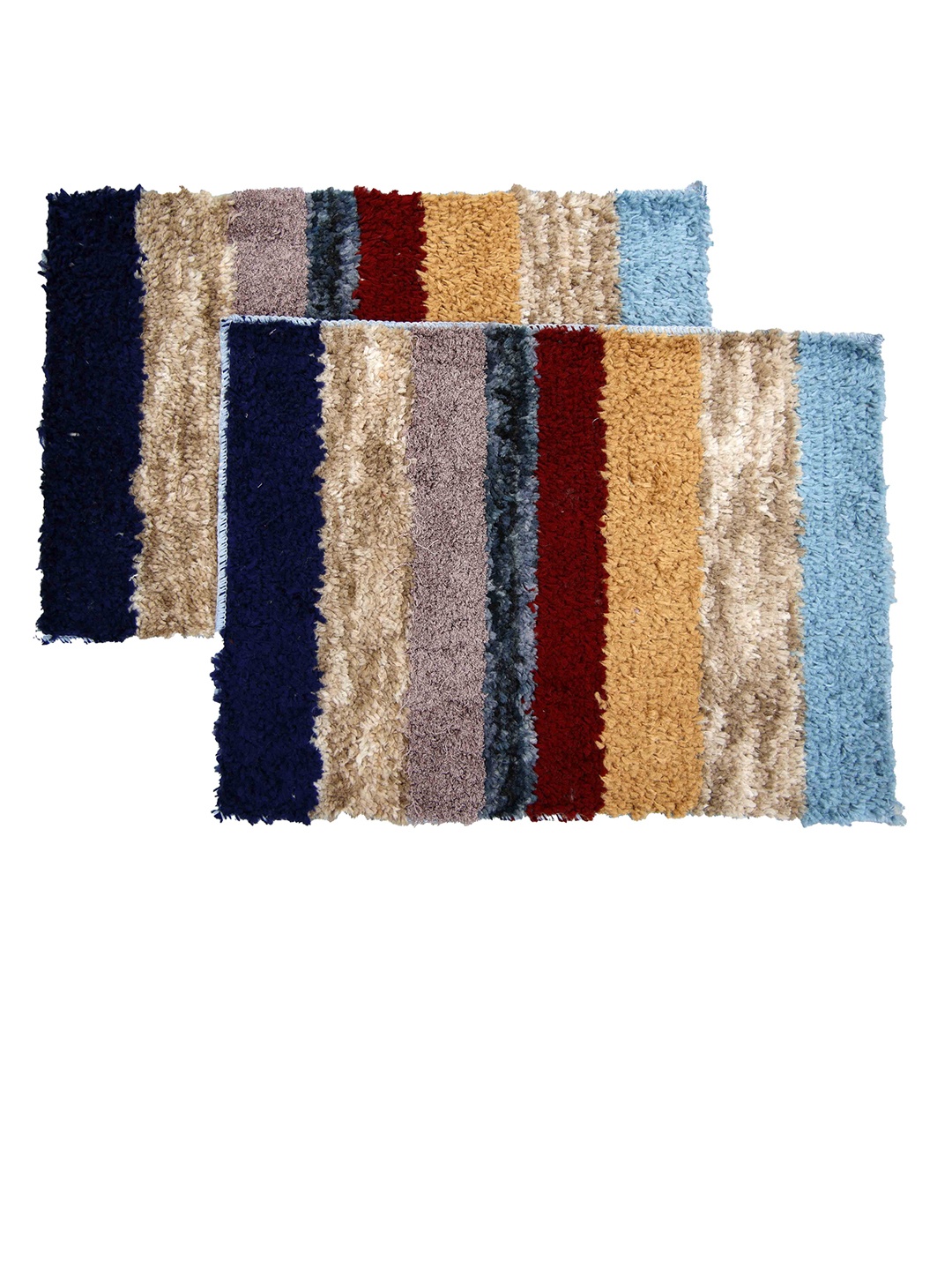 

Ariana Set Of 2 Beige & Red Striped 1600 GSM Anti-Skid MicroFibre Bath Rugs