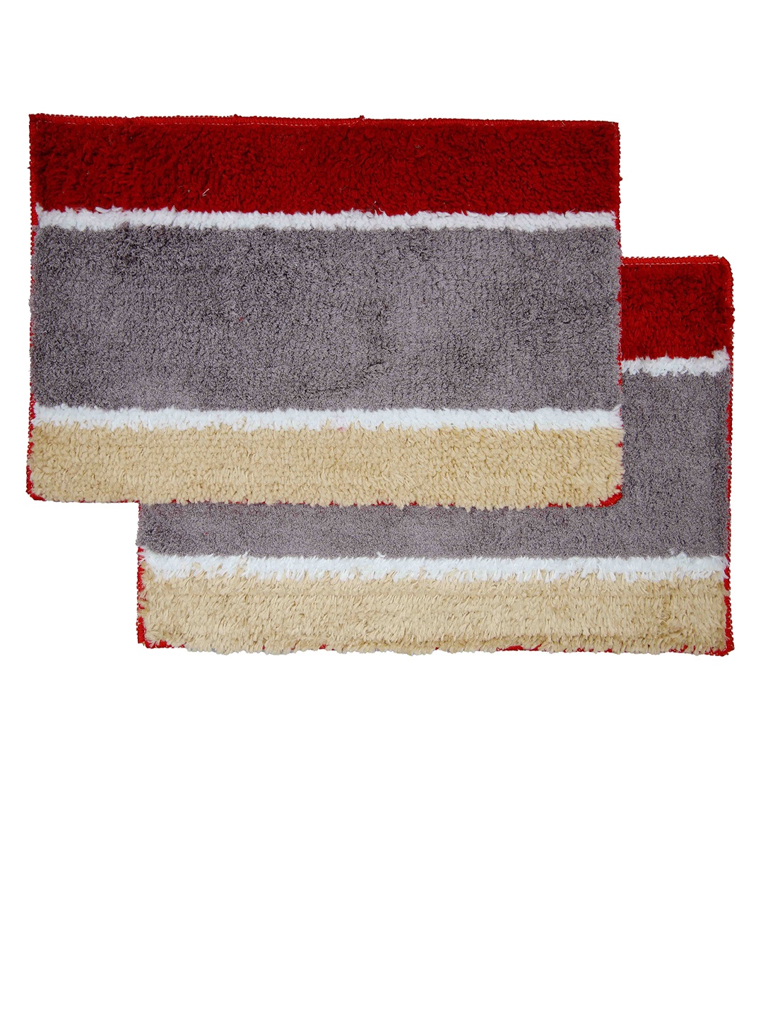 

Ariana Set Of 2 Grey & Red Striped 1600 GSM Bath Rugs