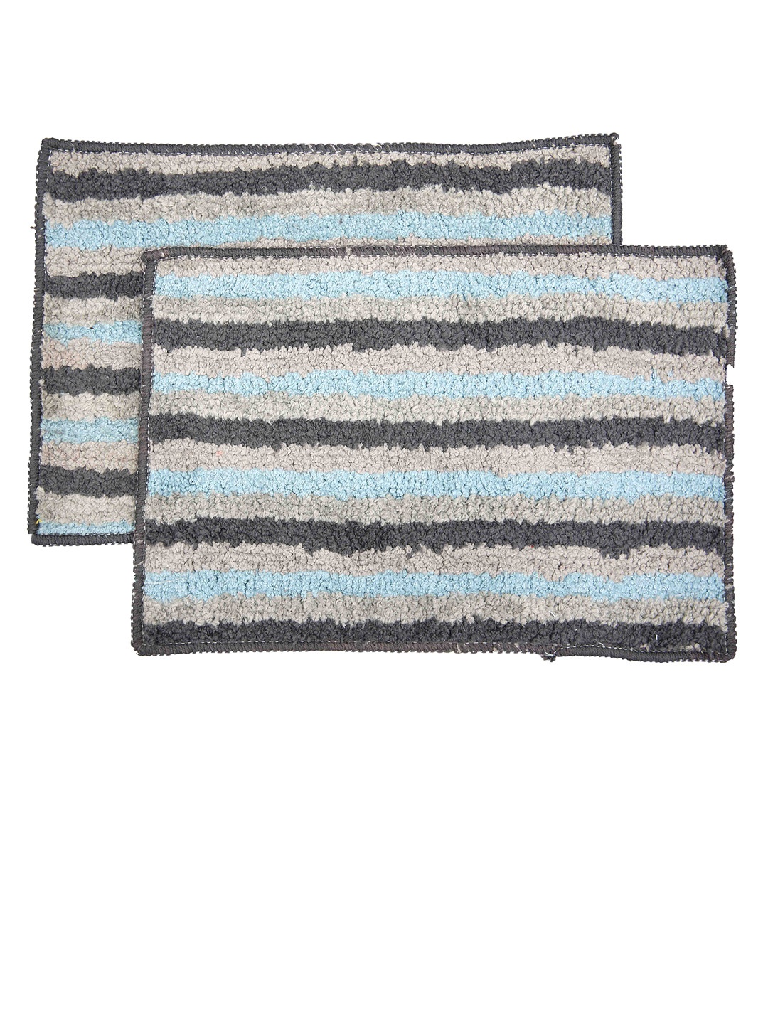 

Ariana Set of 2 Blue & Grey Striped 1600 GSM Anti-Skid Bath Mats