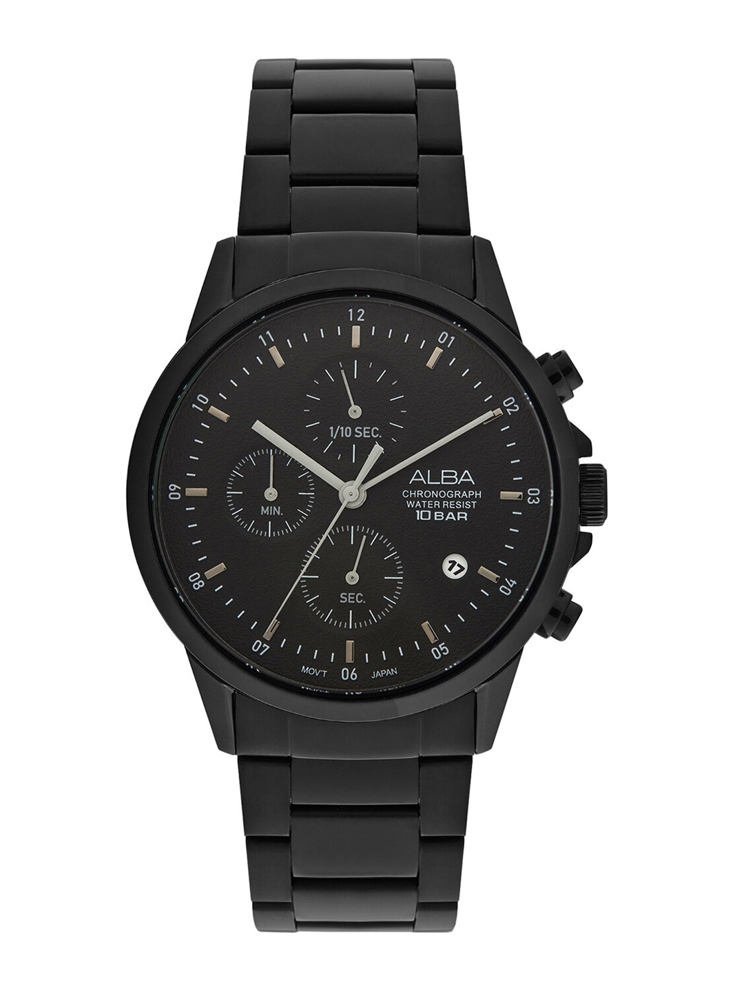 

Alba Men Black Dial & Black Stainless Steel Bracelet Style Straps Analogue Watch AM3857X1