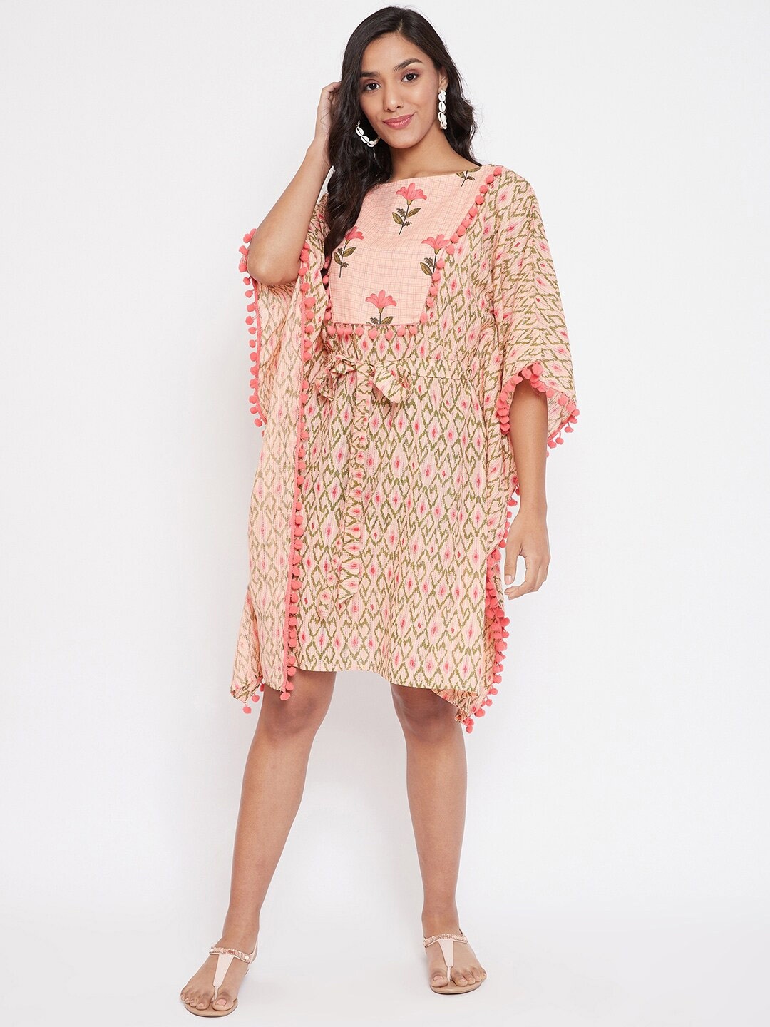 

The Kaftan Company Pink Floral Kaftan Dress
