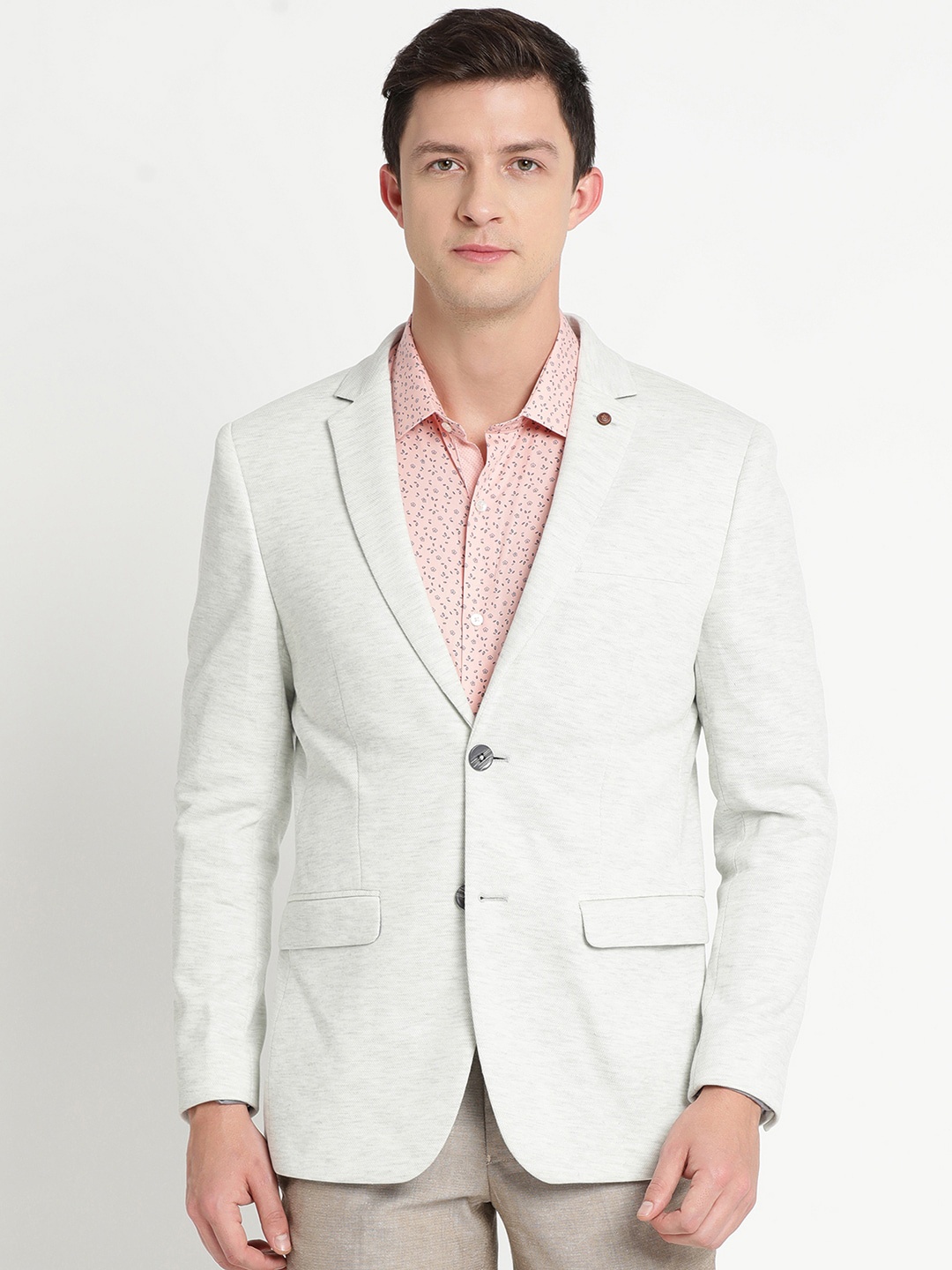 

Turtle Men Grey Solid Single-Breasted Formal Blazer
